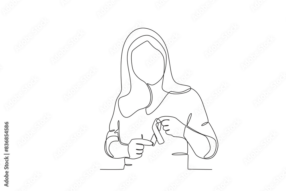 Single continuous line drawing of a Woman and pink ribbon, Breast cancer awareness month concept. One line draw design vector illustration Single continuous line drawing of a Woman and pink ribbon, Breast cancer awareness month concept. One line draw design vector illustration