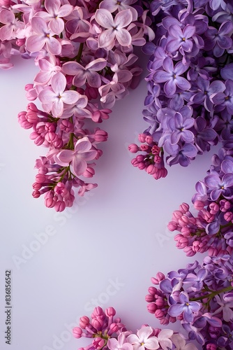 Lilac flowers border, purple and pink flowers, large banner size  © Ziyan