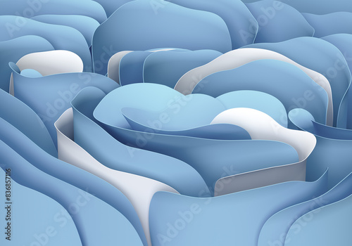 Fototapeta Naklejka Na Ścianę i Meble -  Abstract 3d illustration of waves, wavy shapes, flower petals. 3d render on the theme of technology, modern art, lightness, tenderness, wallpaper. Minimal style, aero color. Transparent background.