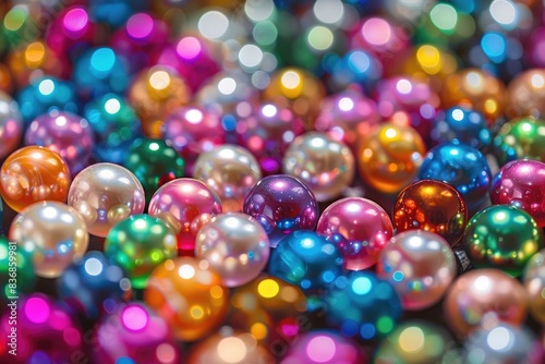 a large number of colorful pearls dispersed on couch