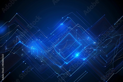 Vector Illustration Technology With Line Pattern Over Dark Blue Background. Modern Hi-tech Digital Technology Concept. Abstract Internet Communication, Future Science Techno Design for Background.