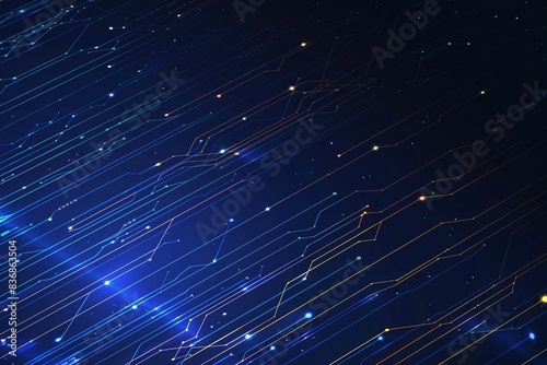 Vector Illustration Technology With Line Pattern Over Dark Blue Background. Modern Hi-tech Digital Technology Concept. Abstract Internet Communication, Future Science Techno Design for Background.