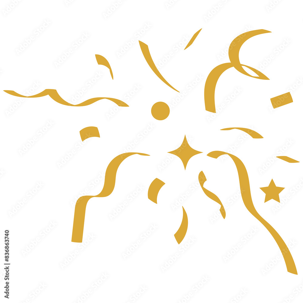 bright confetti isolated on transparent background. Festive Vector illustration. Gold Party Popper bright confetti isolated on transparent background. Festive Vector illustration. Gold Party Popper