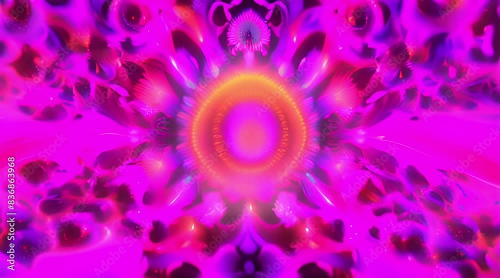 Abstract Kaleidoscope Pattern in Vibrant Orange, Pink, and Blue Abstract Kaleidoscope Pattern in Vibrant Orange, Pink, and Blue
