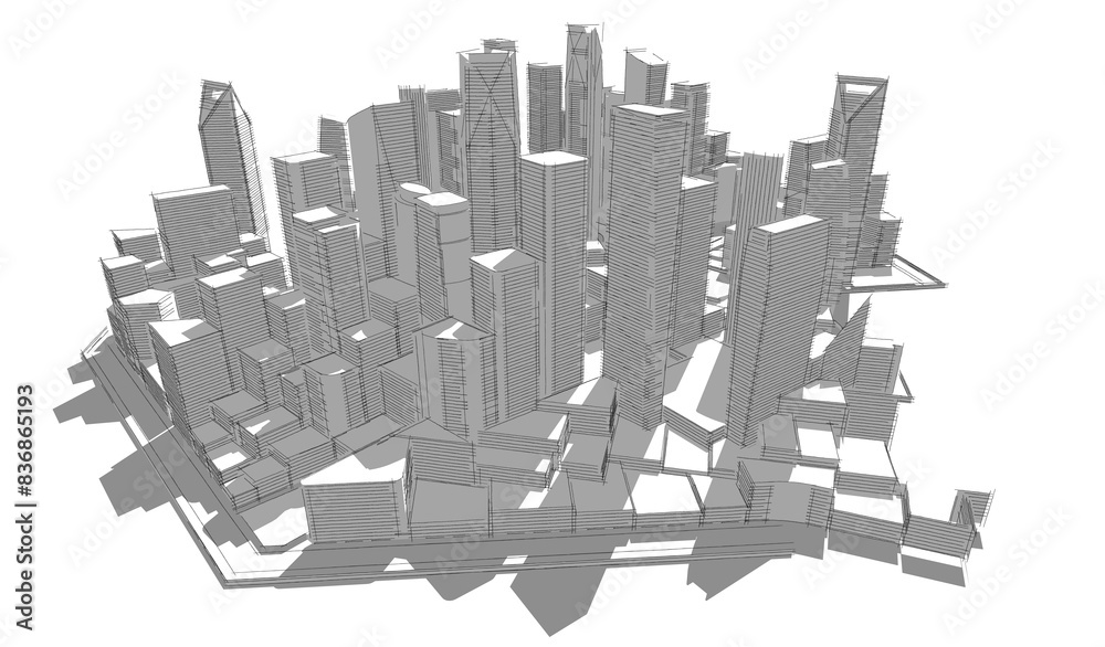 Fototapeta premium 3d render of a city