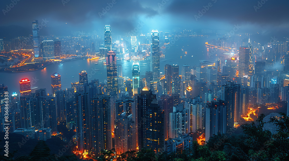 Night Cityscape with Skyscrapers Night Cityscape with Skyscrapers