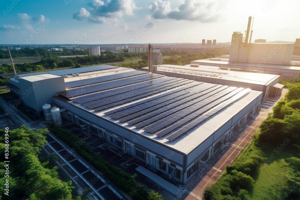 © alisaaa - the roof of the factory is covered with solar photovoltaic panels