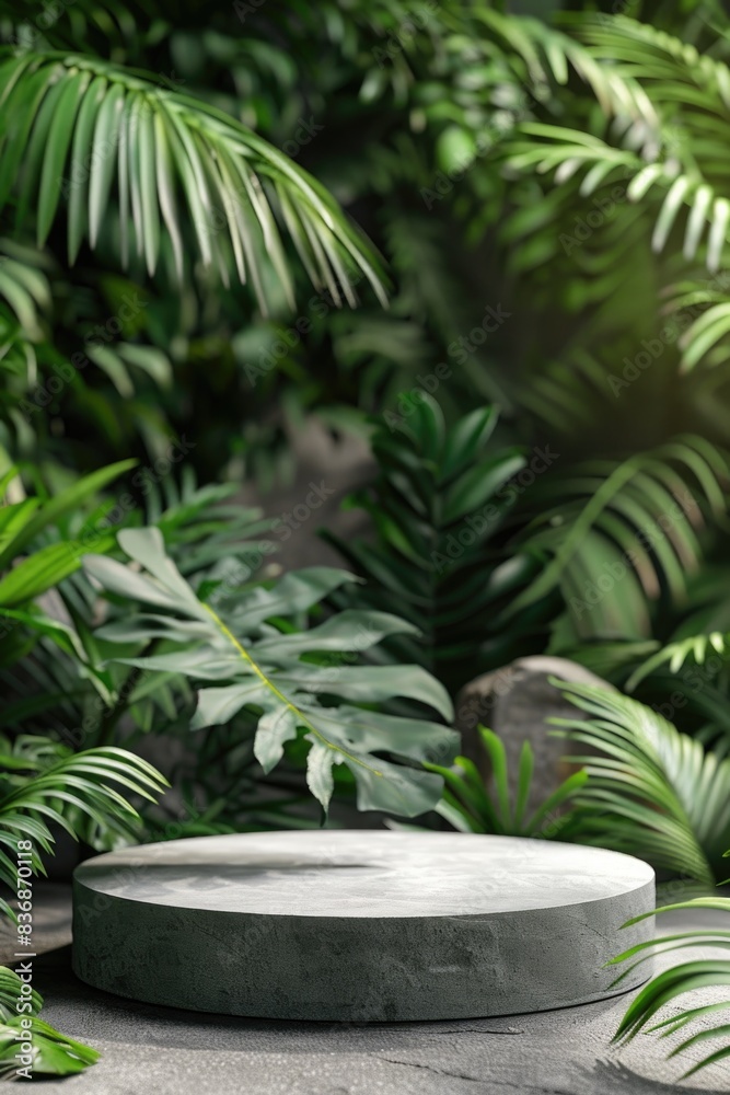 Concrete Table with Green Plants Concrete Table with Green Plants