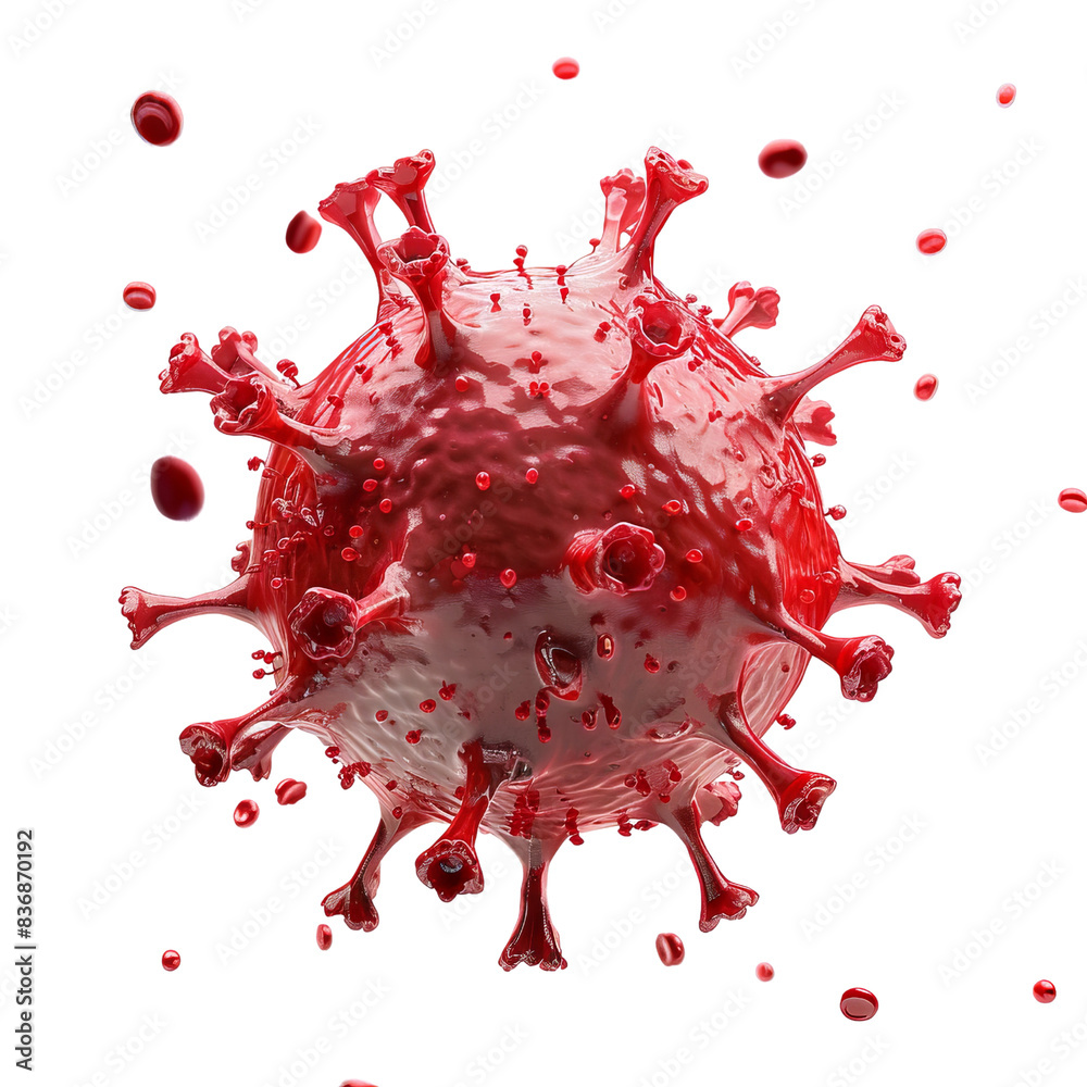 3D rendering of a red virus molecule representing infectious disease, medical research, and healthcare challenges. 3D rendering of a red virus molecule representing infectious disease, medical research, and healthcare challenges.