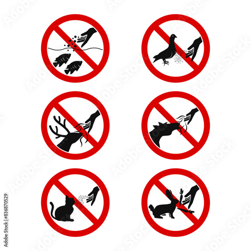 No feed animals set sign vector