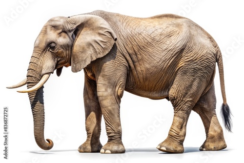 Elephant on white background with copy space 