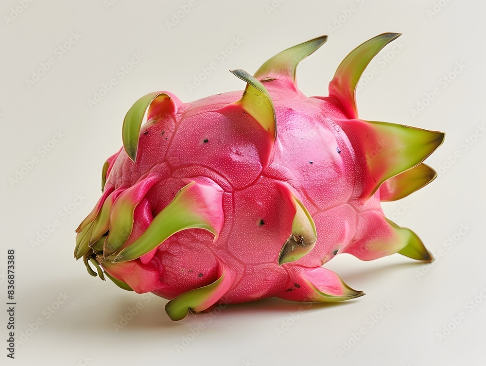 Vibrant Dragon Fruit on White Background Showcasing Its Unique Tropical Appearance and Healthy Gourmet Appeal