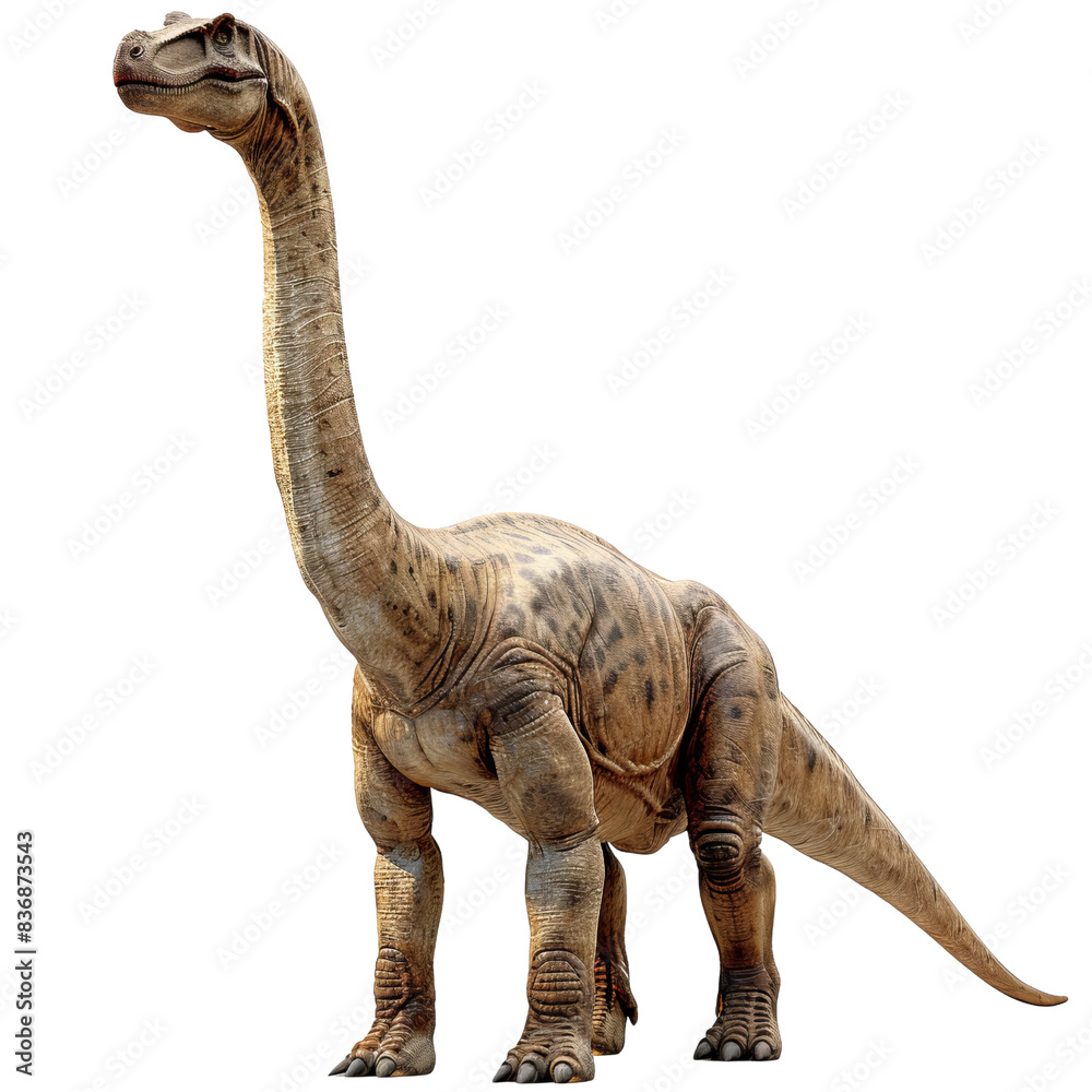 Obraz premium High-quality image of a Brachiosaurus dinosaur isolated on a white background, perfect for educational and creative projects.