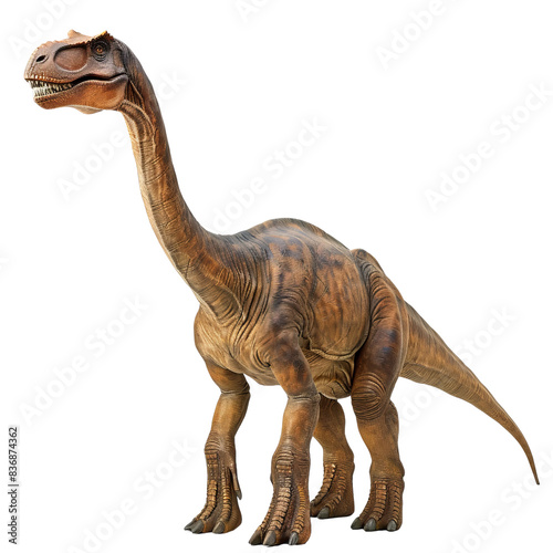 Realistic 3D rendering of a long-necked dinosaur standing upright, showcasing intricate textures and colors, perfect for educational or creative use. © PTC_KICKCAT