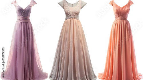 Evening dress isolated on transparent background, Dressing for event or party celebration, beautiful and luxury garment concept.
