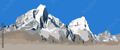 mount Cholatse Tabuche peak, Nepal Himalayas mountains photo