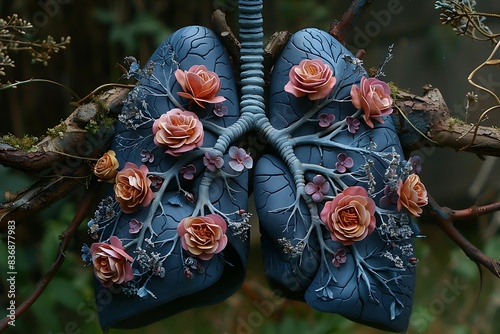 humman lungs dead and gray flowers photo