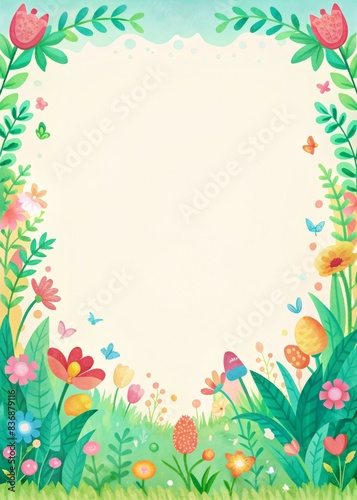 Wallpaper Mural Colorful Floral Border with Spring Flowers and Butterflies on a Light Background - Perfect for Invitations, Greeting Cards, and Seasonal Designs Torontodigital.ca