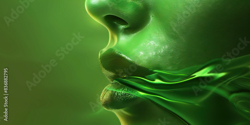 Disgust (Green): A curled lip or wrinkled nose represented by a curved line photo