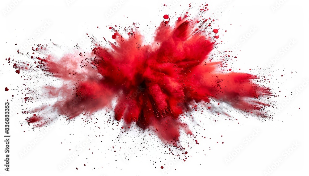 Vibrant red powder explosion with transparent background, ideal for celebration graphics. Vibrant red powder explosion with transparent background, ideal for celebration graphics.