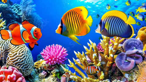Coral Reef Fish. Nature background. Coral life.