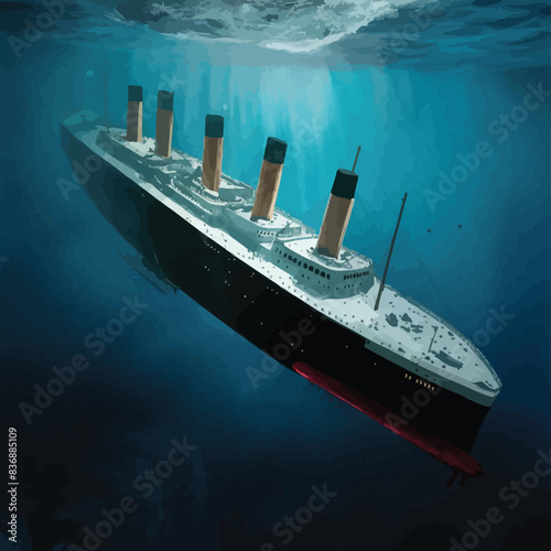 Titanic Wreck submerged under the ocean.