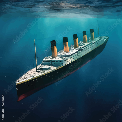 Titanic Wreck submerged under the ocean.