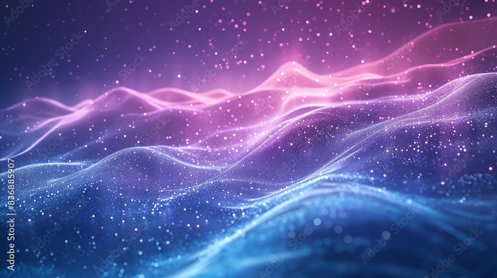 Create a wave looping animation of a glowing blue and purple landscape with a subtle parallax effect Create a wave looping animation of a glowing blue and purple landscape with a subtle parallax effect