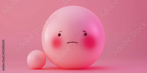 Embarrassment (Pink): A blushing face represented by a circle with rosy cheeks photo