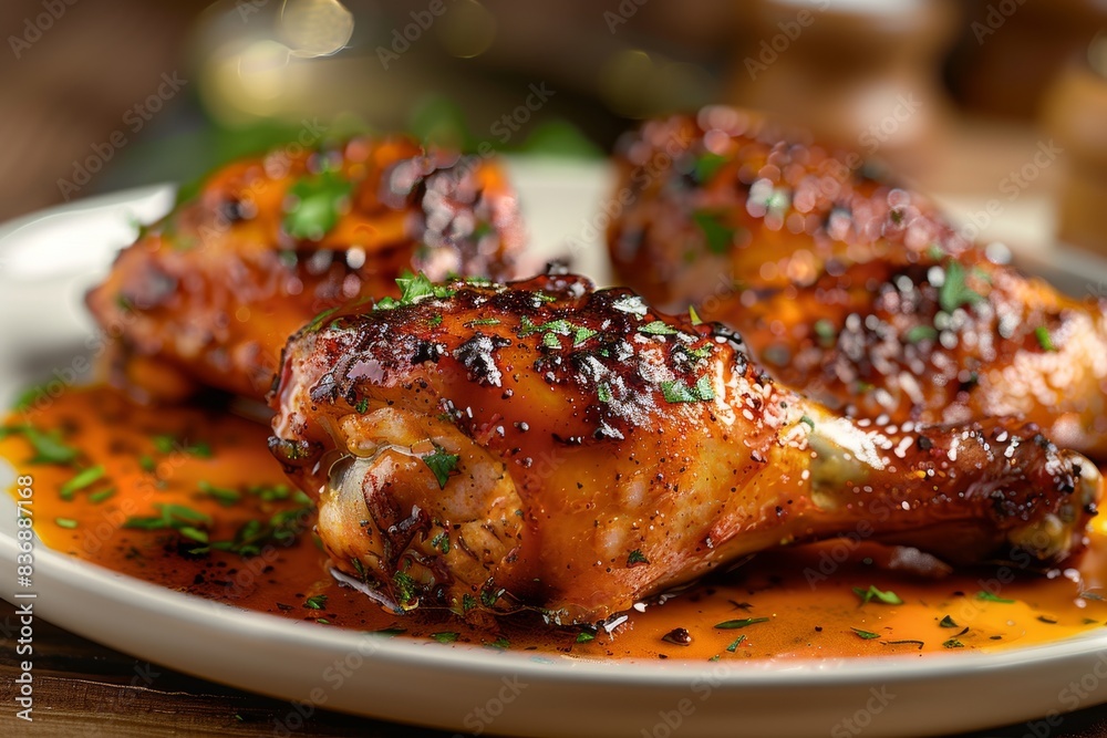 Perfect for food blogs, restaurant menus, social media posts, and advertising campaigns featuring delicious chicken wings with sauce and garnish.