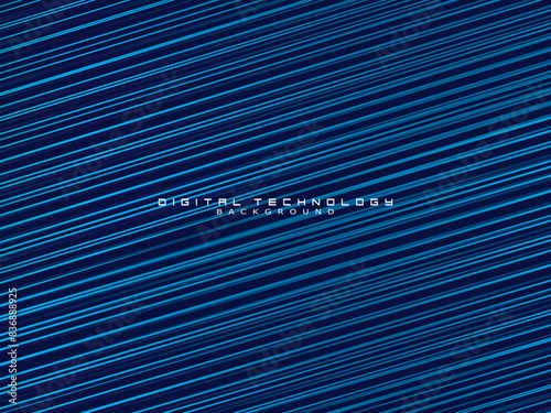 Futuristic abstract technology shining gradient blue light lines with modern stripes pattern dark blue background. Vector minimal line background with text for social media covers, headers, etc.