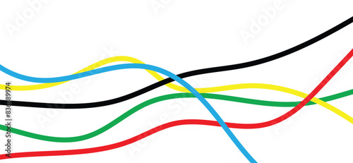 Olympic games straight lines, Olympic color ring, game line, modern, design vector illustration.