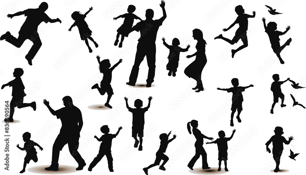 Naklejka premium Memorable Moments in Silhouettes: Vector Clipart Celebrating Father’s Day