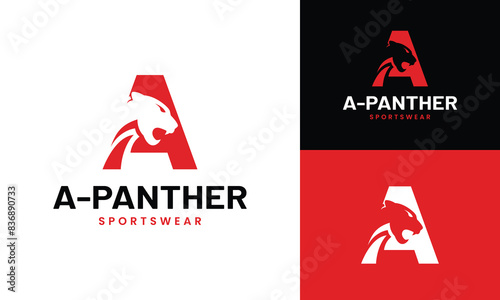 Letter Monogram Initial A Panther Logo Design Template. Suitable for General Sports Fitness Finance Construction Company Business Corporate Shop Apparel in Simple Modern Style Logo Design. photo