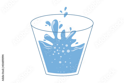 Glass of water. Hand drawn refreshing drink