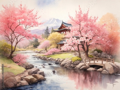 Cherry Blossoms and Garden