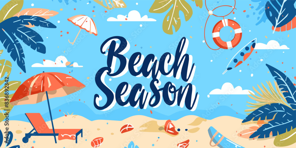 Naklejka premium inviting beach season announcement