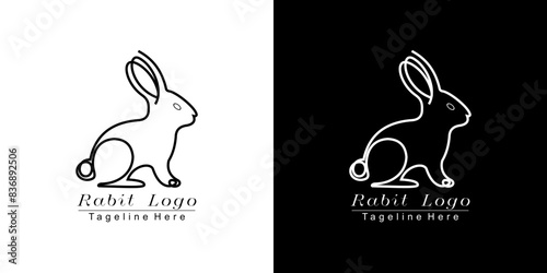 Rabbit-shaped logo design made of a single line