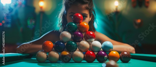 A mesmerizing scene captures a young Brazilian woman showcasing her artistry as she sets up a pyrami photo