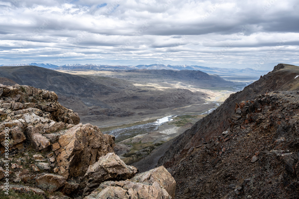 landscape of the surroundings of the village of Kosh Agach mountains with lakes and unusual landscapes in the southern regions of Altai in May landscape of the surroundings of the village of Kosh Agach mountains with lakes and unusual landscapes in the southern regions of Altai in May