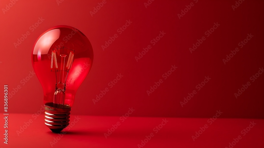 **A red bulb shines against an isolated red background, creating a striking contrast. **A red bulb shines against an isolated red background, creating a striking contrast.