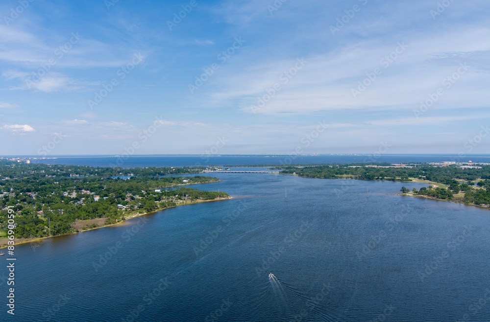 Obraz premium Aerial view of Bayou Grande in Pensacola, Florida