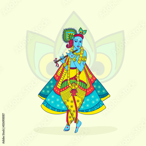 Vector Illustration of Shri Krishna for Janmashtami