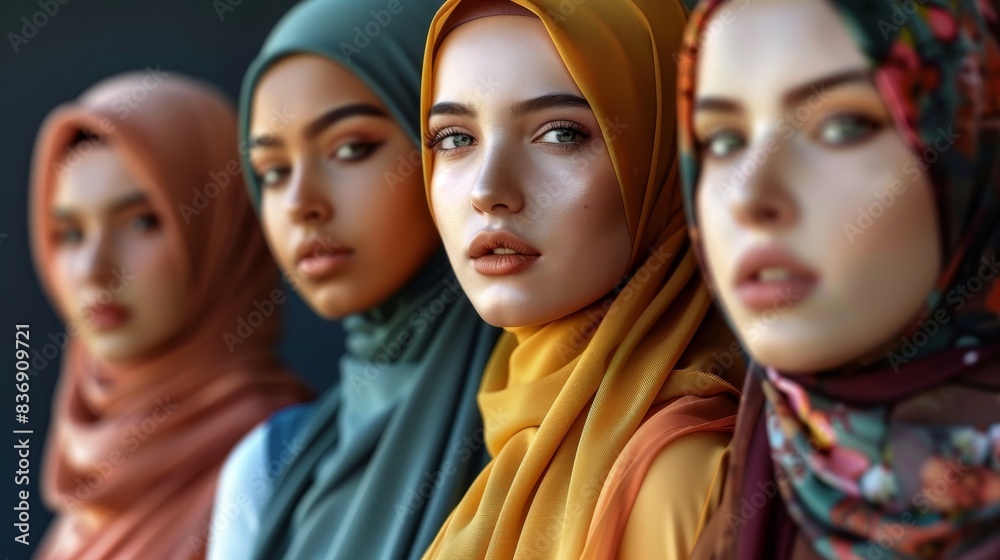High-resolution image showcasing the beauty of hijab across different ethnicities. High-resolution image showcasing the beauty of hijab across different ethnicities.