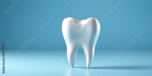 Healthy White Tooth on Blue Background
