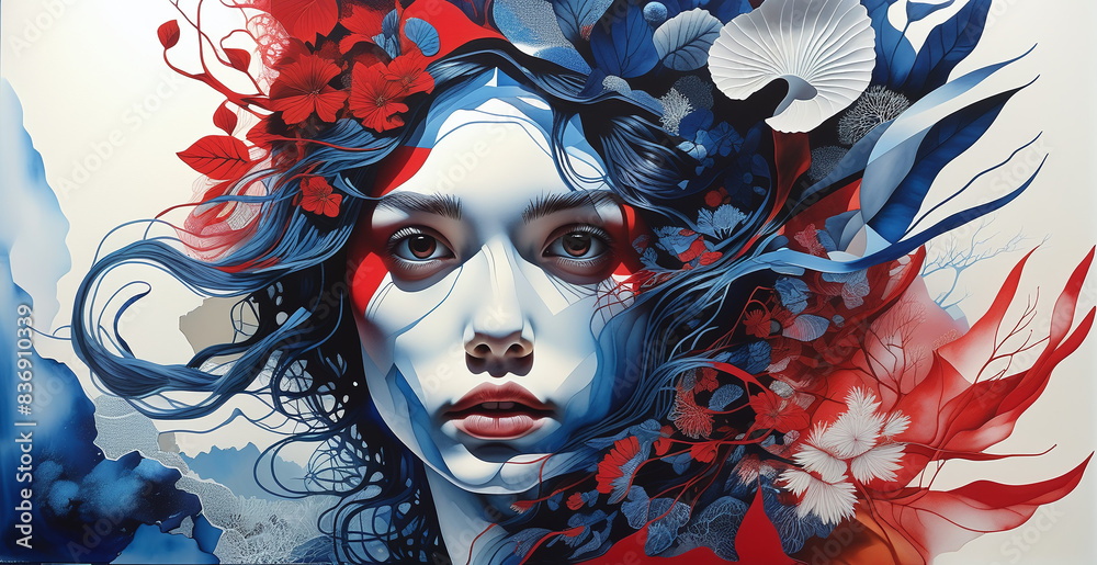 Surreal Portrait of a Woman Underwater with Fish: Artistic Surrealism
