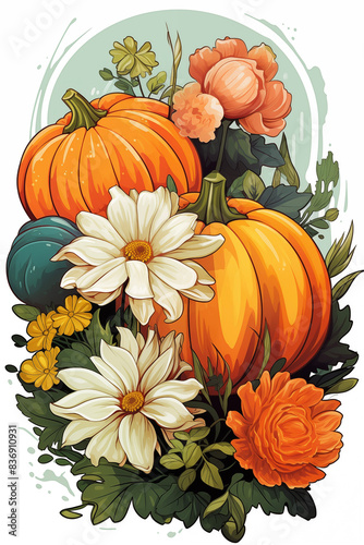 Autumn stickers illustration background.