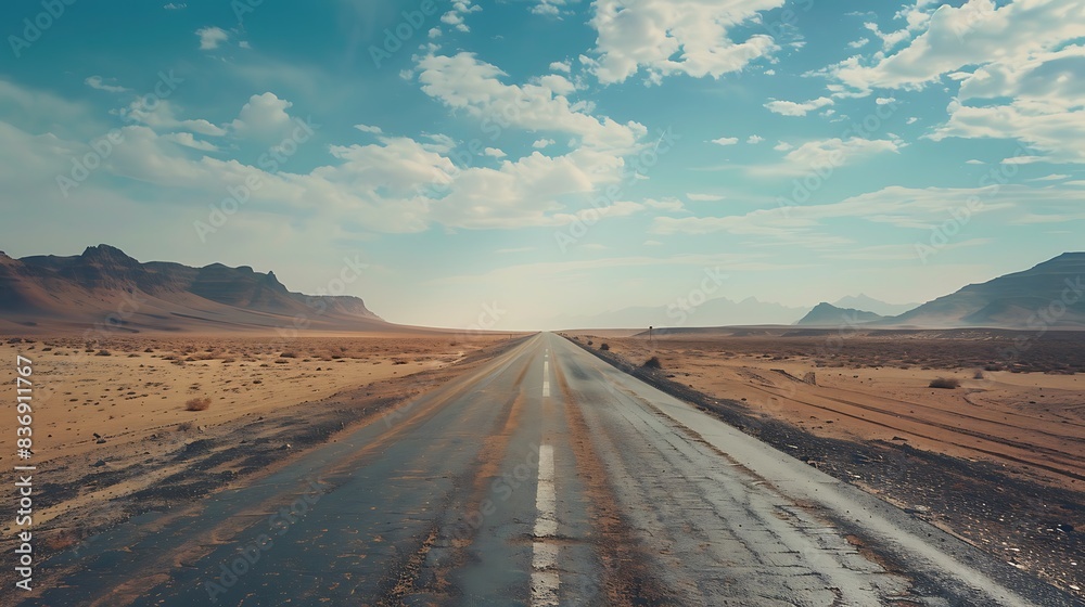 Desert highway stretching into the horizon.