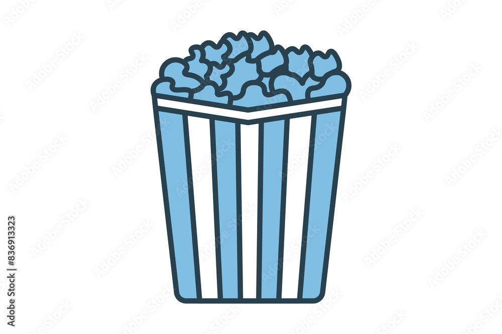 Popcorn icon. icon related to fast food. suitable for web site, app, user interfaces, printable etc. flat line icon style. simple vector design editable