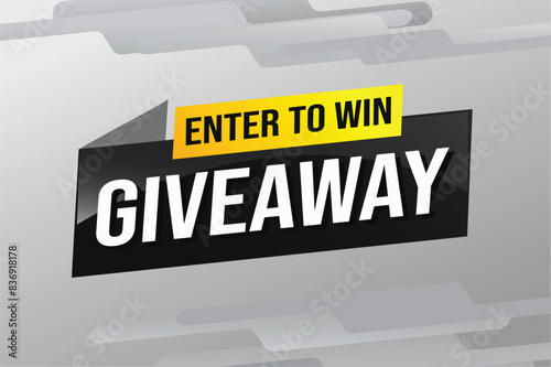 giveaway enter and win word vector illustration 3d style for social media landing page, template, ui, web, mobile app, poster, banner, flyer, background, gift card, coupon, label, wallpaper

